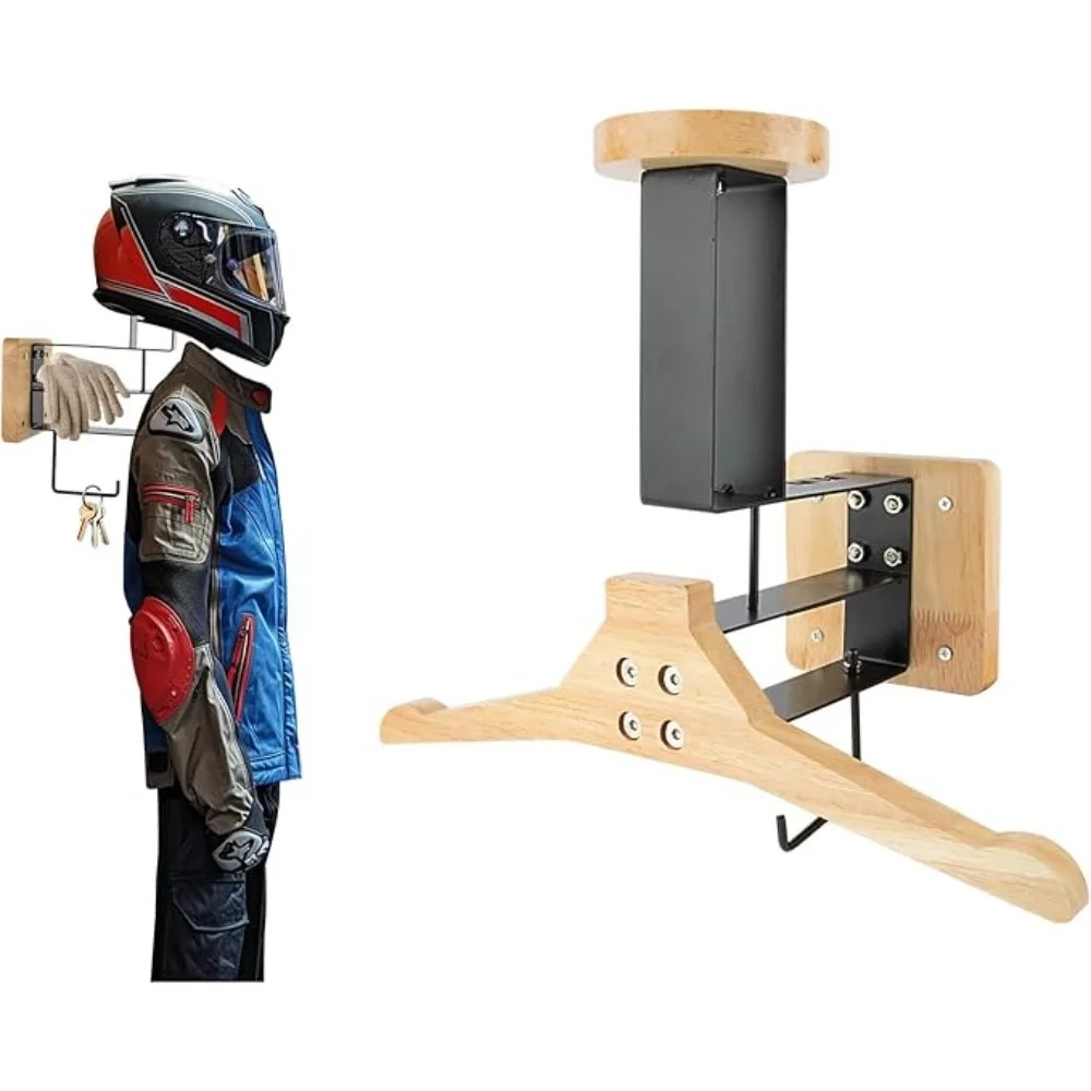 Cycling Gear Wall Mount - Motorcycle 1PCS Wooden Helmet Holder Wall